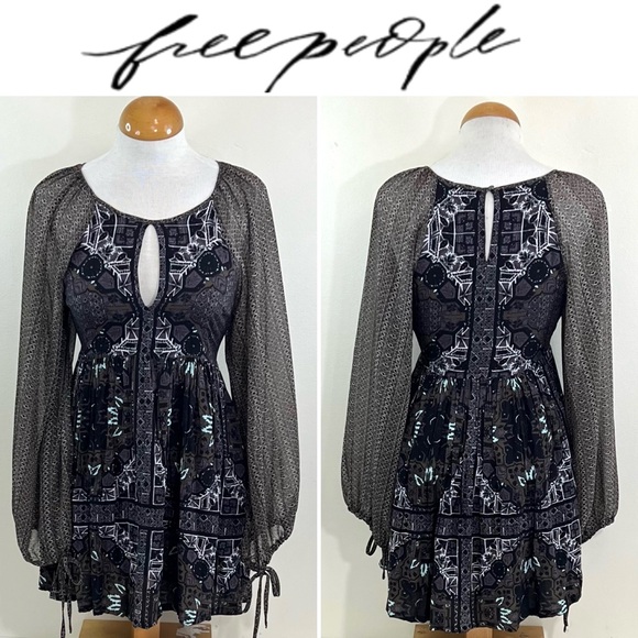 Free People Women’s Oksana Long Sleeve Mini Dress - Picture 2 of 11